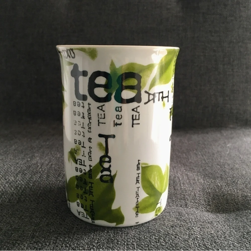 Artistic Tea Mug, White, Green, 10 oz